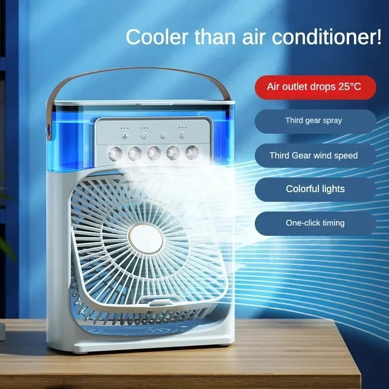 Ventilador humidificador portátil Acondicionador Enfriador de aire pequeño para el hogar Ajuste de aire portátil para oficina Ventilador de 3 velocidades