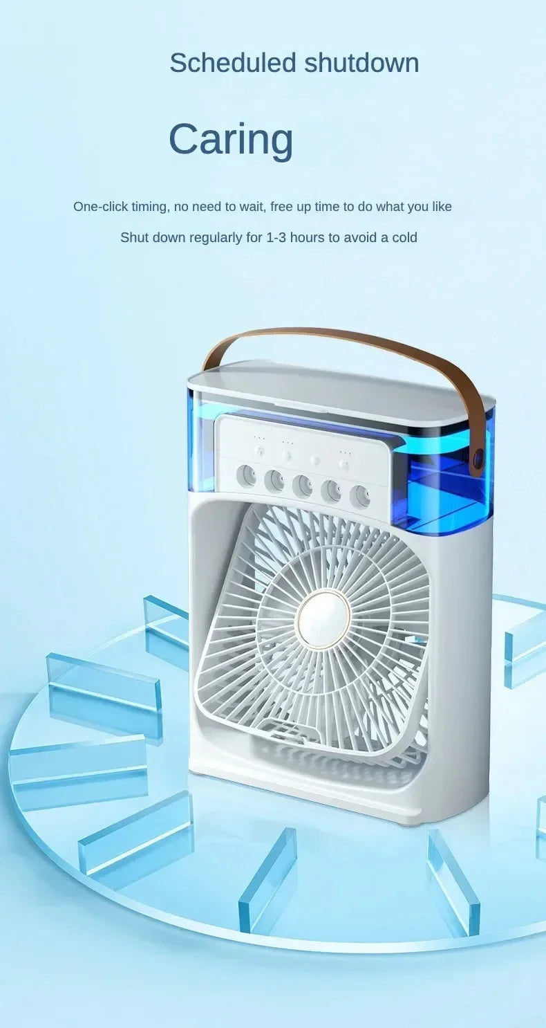 Ventilador humidificador portátil Acondicionador Enfriador de aire pequeño para el hogar Ajuste de aire portátil para oficina Ventilador de 3 velocidades